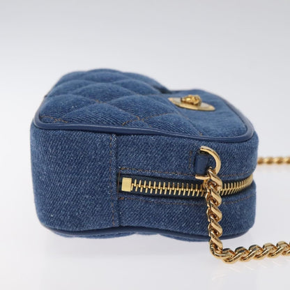 Versace Medusa Icon Front Slip Pocket Camera Bag Quilted Denim, BLUE, DENIM_JEANS, Crossbody bag