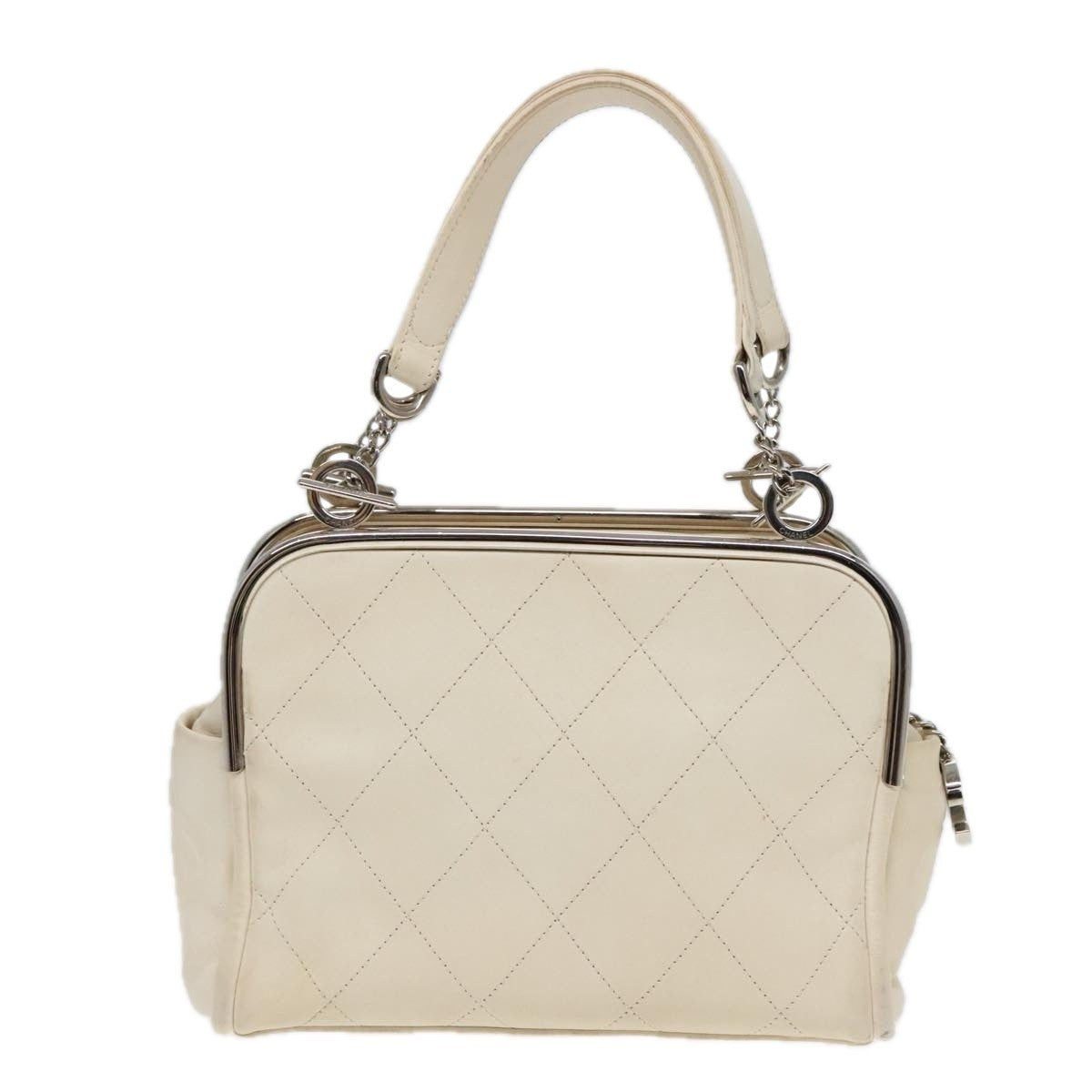 Chanel Ultimate Soft Frame Bag Quilted Calfskin, WHITE, LEATHER, Handbag