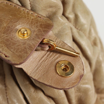 Miu Miu Coffer Convertible Satchel Leather, BEIGE, LEATHER, Handbag