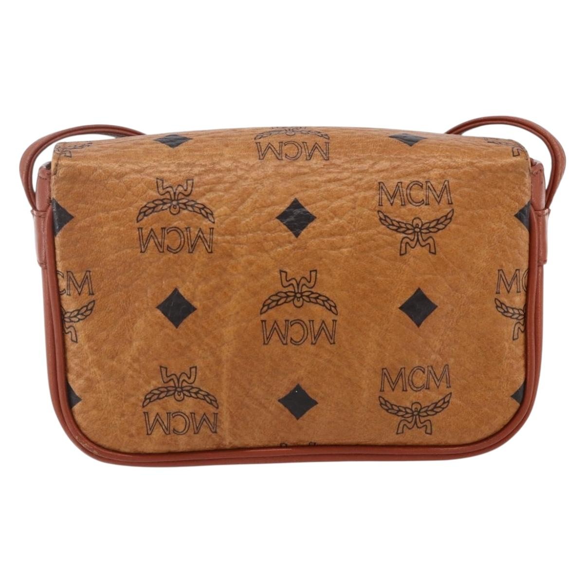 MCM Visetos Shoulder bag Canvas and Leather, BROWN, CANVAS, Shoulder bag