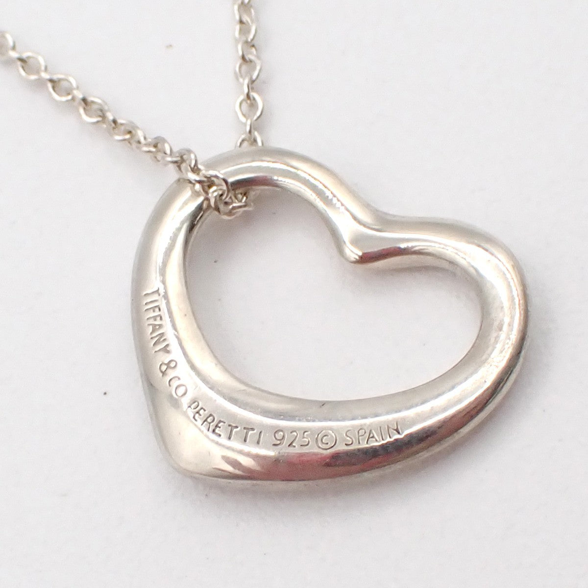 Tiffany & Co. Elsa Peretti Open Heart Pendant Necklace Sterling Silver, Silver, Silver, Necklace