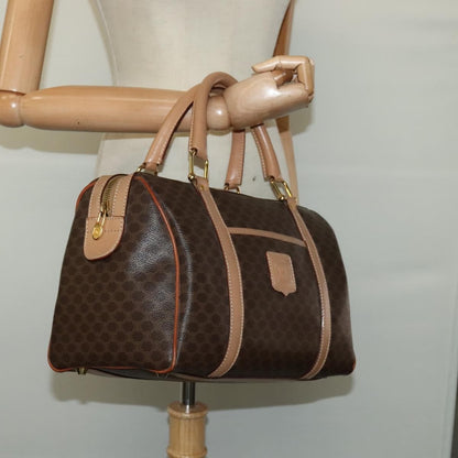 Celine Vintage Macadam Boston bag Canvas and Leather, Brown, Canvas, Travel Bag
