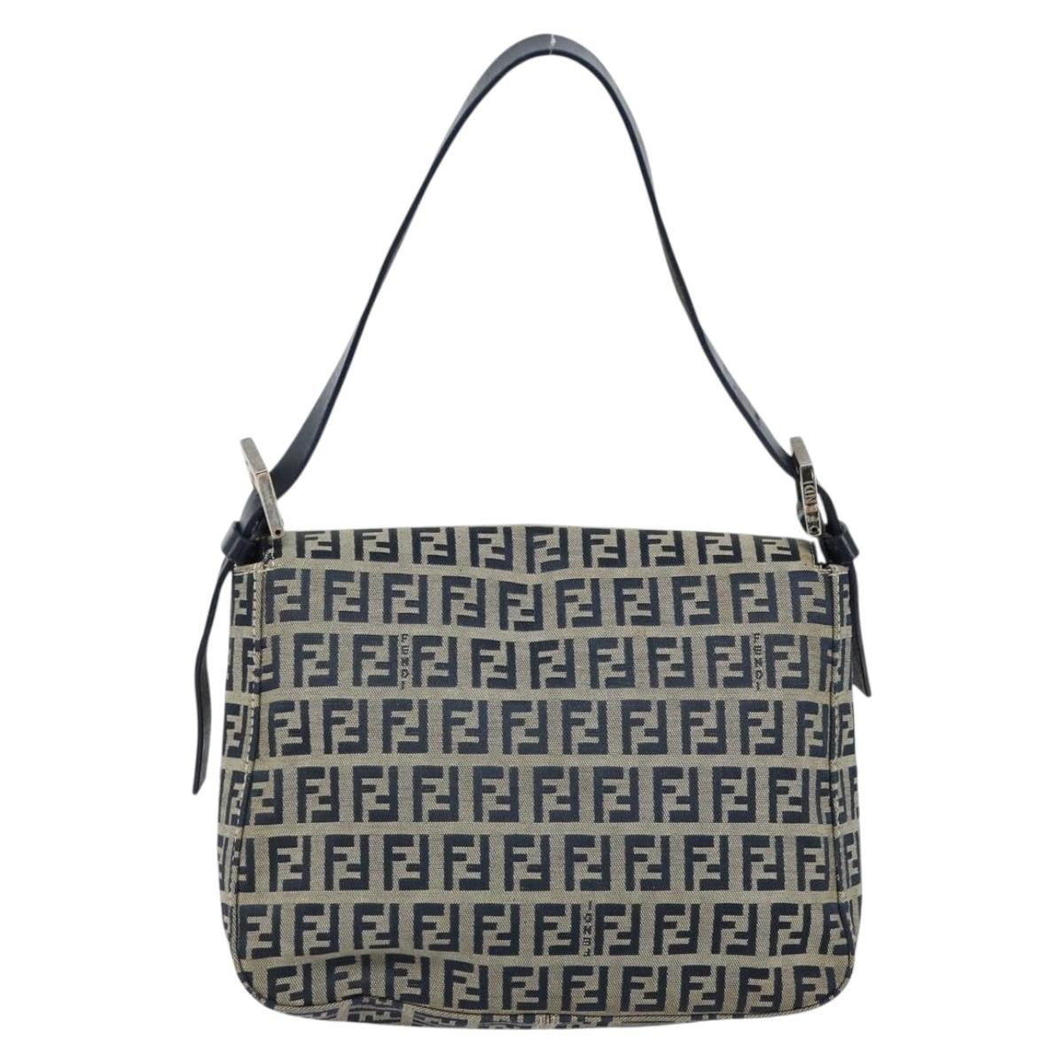 Fendi Mamma Baguette Shoulder Bag Canvas, NAVY, CANVAS, Shoulder bag