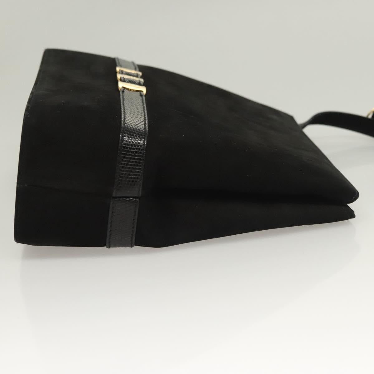 Salvatore Ferragamo Vala Shoulder Bag Suede, BLACK, SUEDE, Shoulder bag