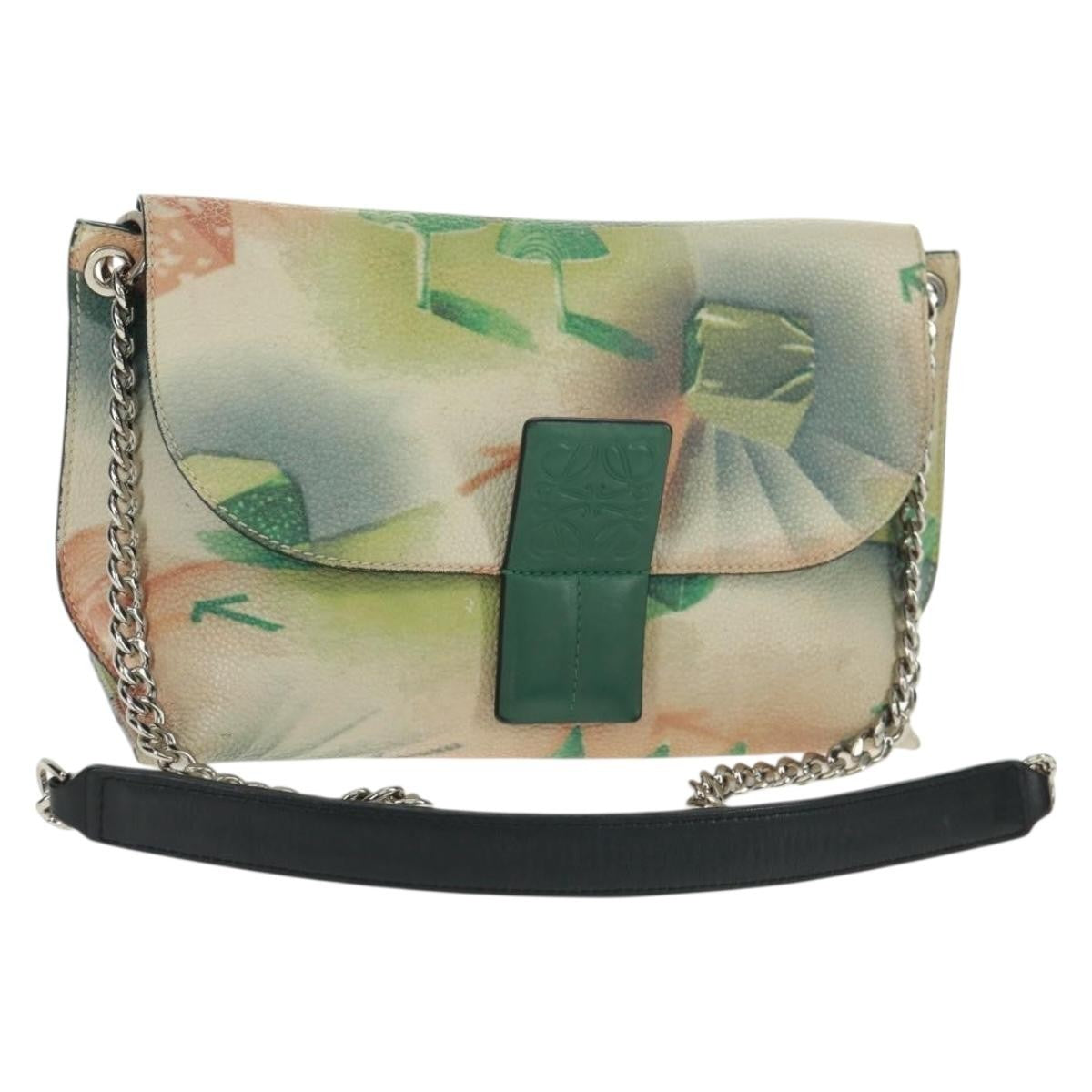 Loewe Avenue Crossbody Leather, GREEN, LEATHER, Shoulder bag