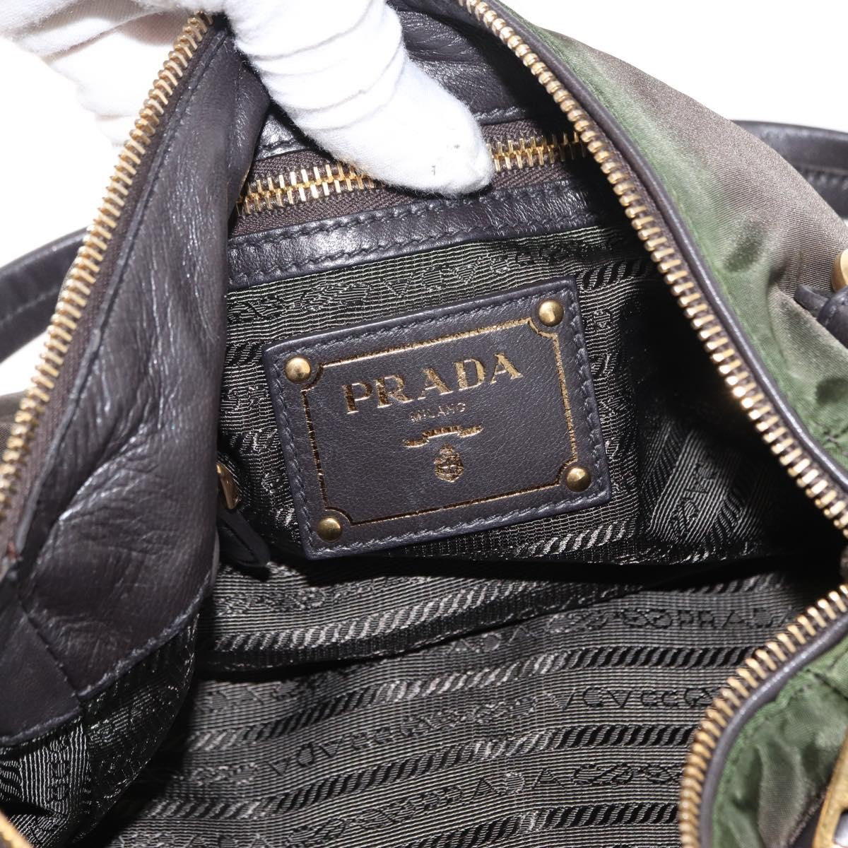 Prada Vintage Handbag Tessuto, KHAKI, NYLON, Handbag