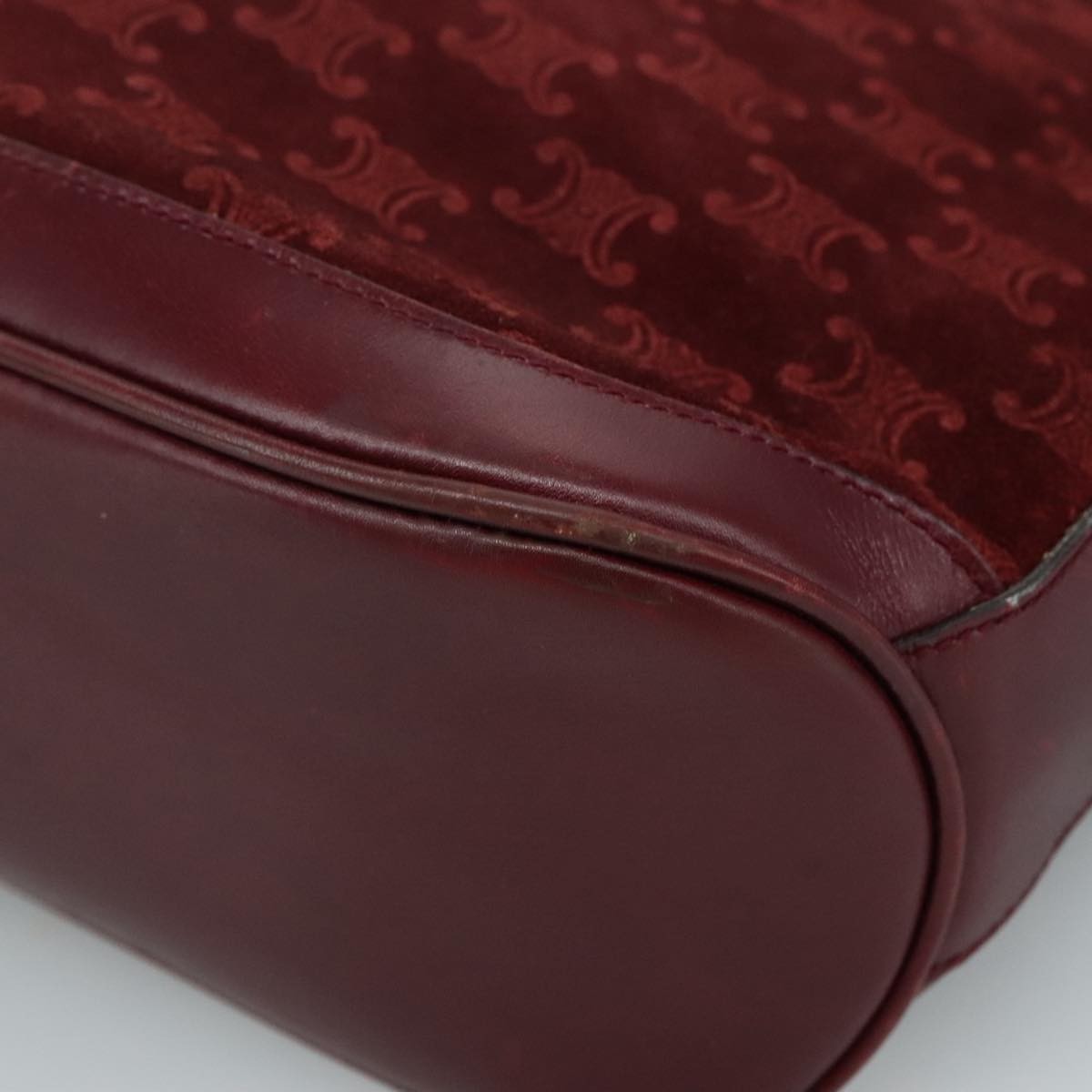 Celine Vintage Macadam Shoulder Bag Suede, RED, SUEDE, Shoulder bag