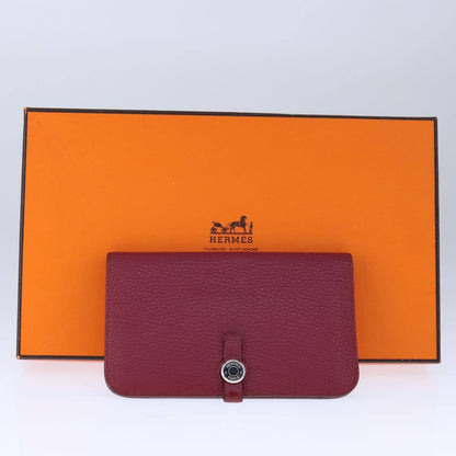 Hermes Dogon Duo Combined Wallet Leather, RED, LEATHER, Wallets
