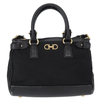 Salvatore Ferragamo Gancini handbag Nylon, BLACK, NYLON, Handbag
