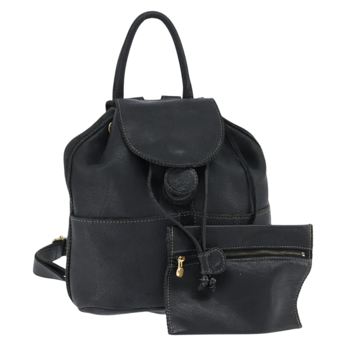 Fendi Logo Flap Drawstring Backpack Leather, BLACK, LEATHER, Backpack