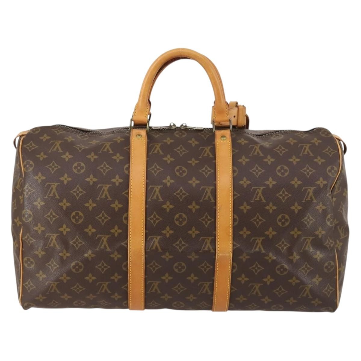 Louis Vuitton Keepall Bag Monogram Canvas, BROWN, CANVAS, Travel bag