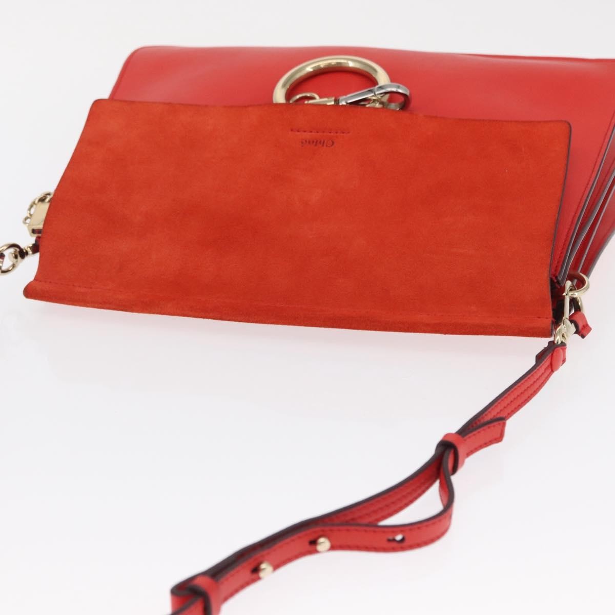 Chloe Faye Shoulder Bag Leather and Suede, RED, SUEDE, Shoulder bag