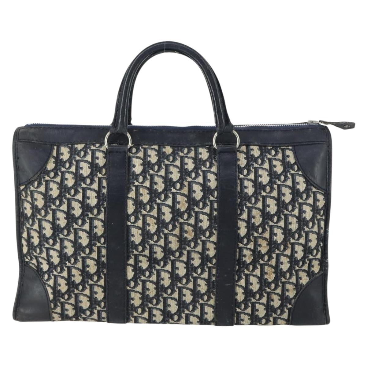 Christian Dior Vintage Trotter Boston Bag Canvas, NAVY, CANVAS, Travel bag