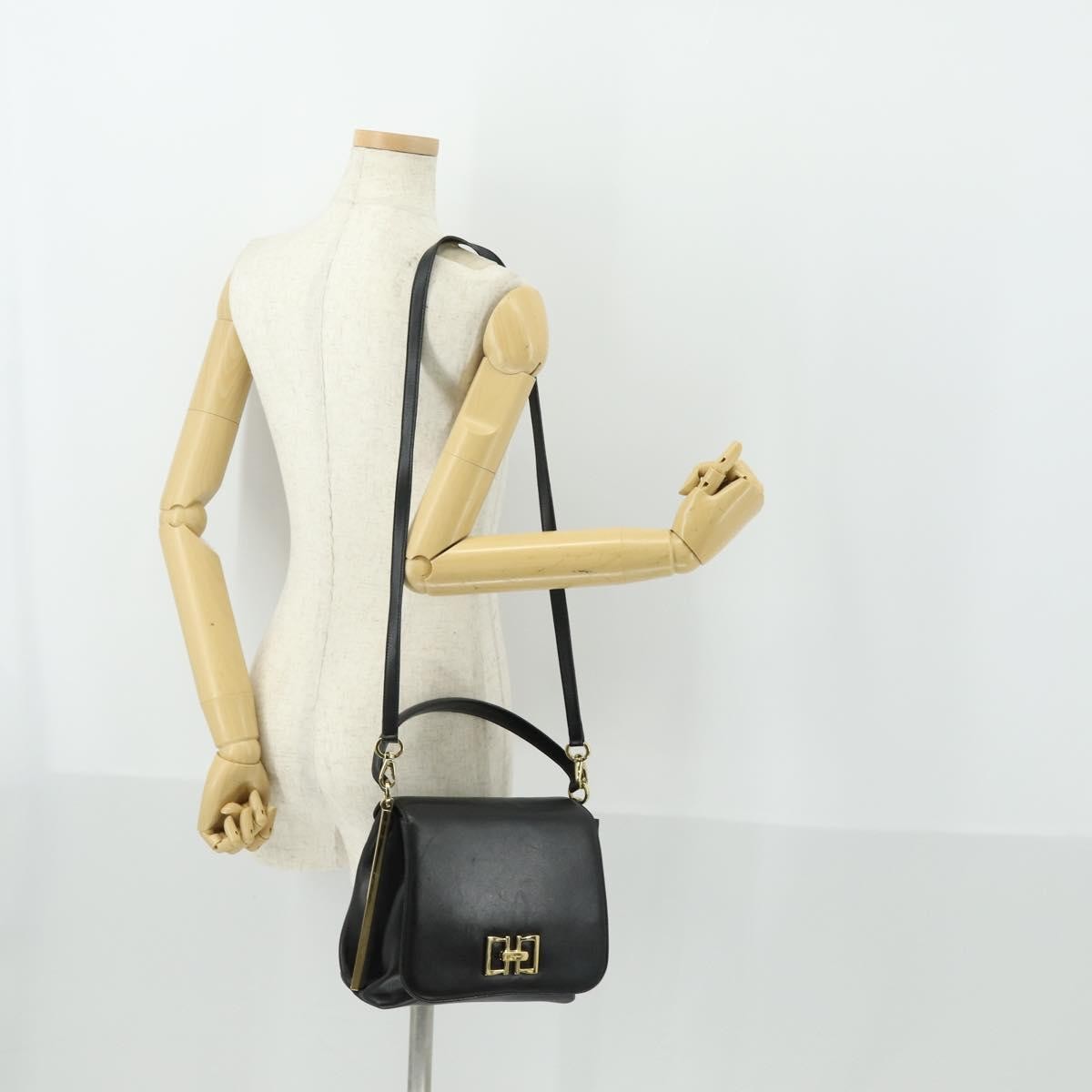 Salvatore Ferragamo Vintage Handbag Leather, BLACK, LEATHER, Handbag
