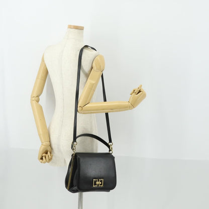 Salvatore Ferragamo Vintage Handbag Leather, BLACK, LEATHER, Handbag