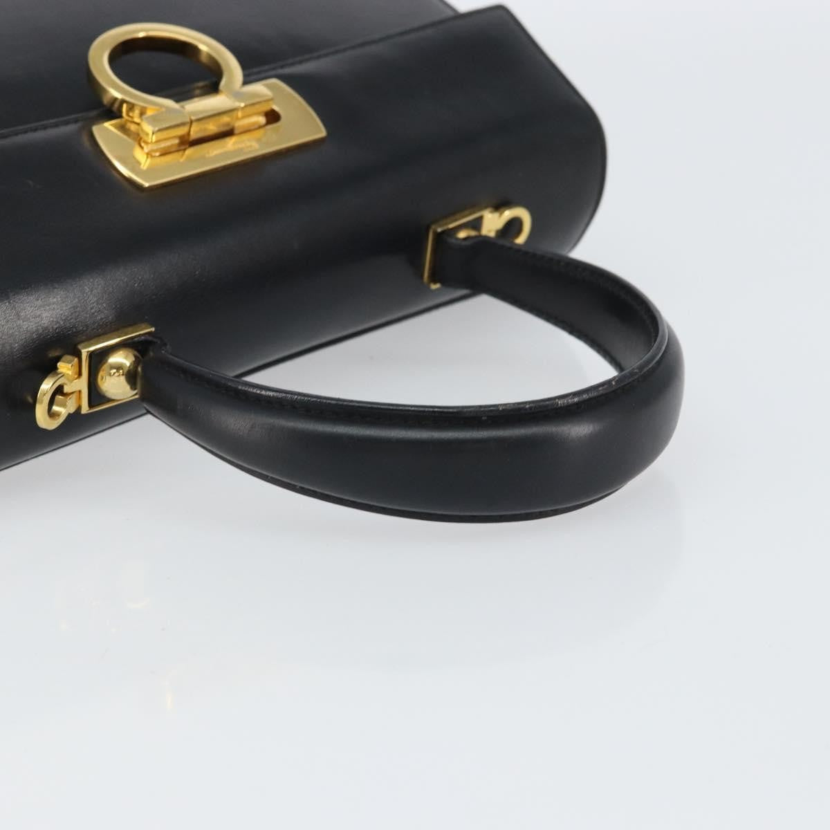 Salvatore Ferragamo Convertible Top Handle Bag Leather, BLACK, LEATHER, Handbag
