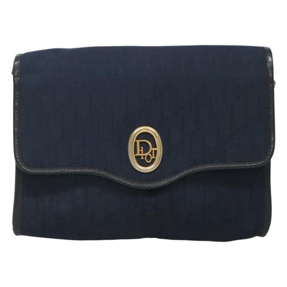 Christian Dior Vintage Trotter Flap Shoulder Bag Canvas, NAVY, CANVAS, Shoulder bag