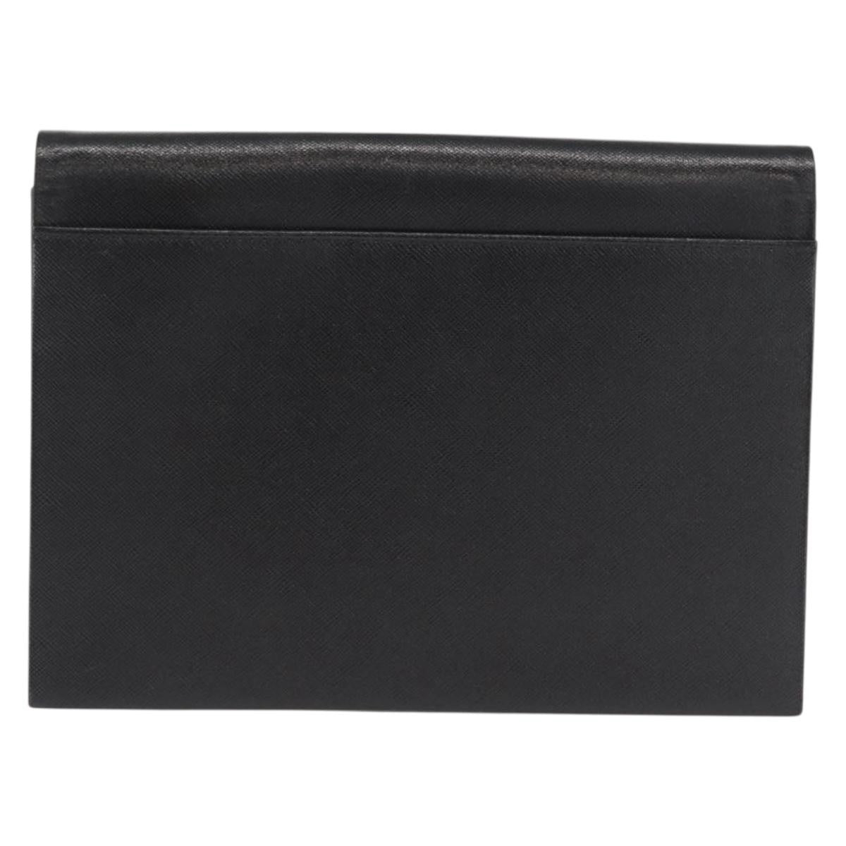 Saint Laurent Vintage Pouch Leather, BLACK, LEATHER, Clutche & pouche