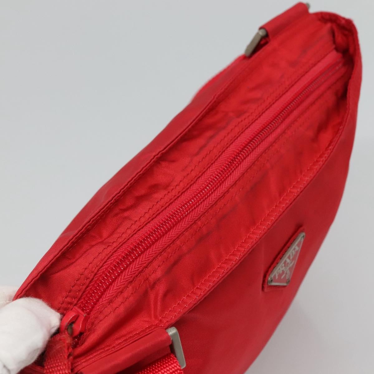 Prada Zip Top Messenger Bag Tessuto, RED, NYLON, Shoulder bag