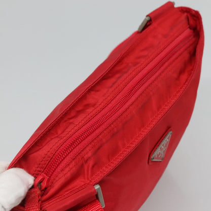 Prada Zip Top Messenger Bag Tessuto, RED, NYLON, Shoulder bag