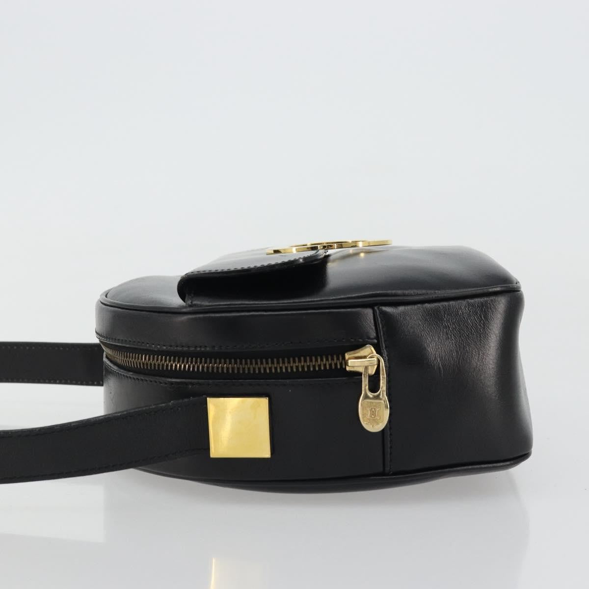 Celine Circle Logo Shoulder Bag Leather, Black, Leather, Shoulder Bag