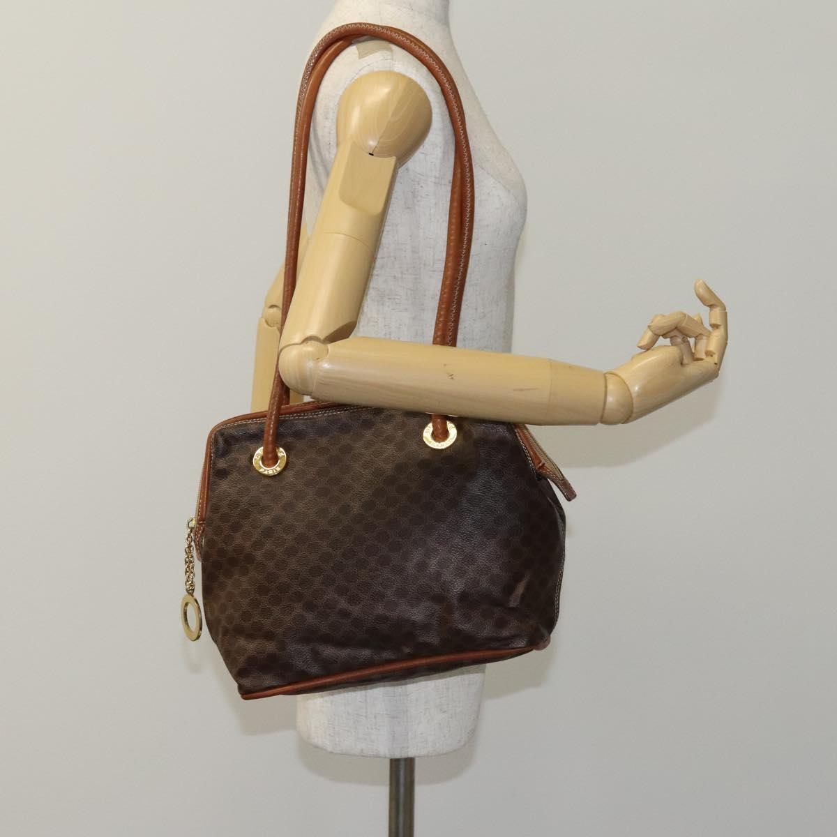 Celine Vintage Macadam Shoulder Bag Canvas, BROWN, CANVAS, Shoulder bag
