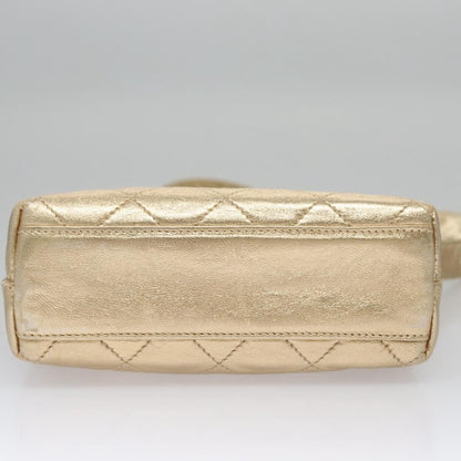 Chanel Vintage CC Fold Over Shoulder Bag Quilted Lambskin, GOLD, LEATHER, Shoulder bag