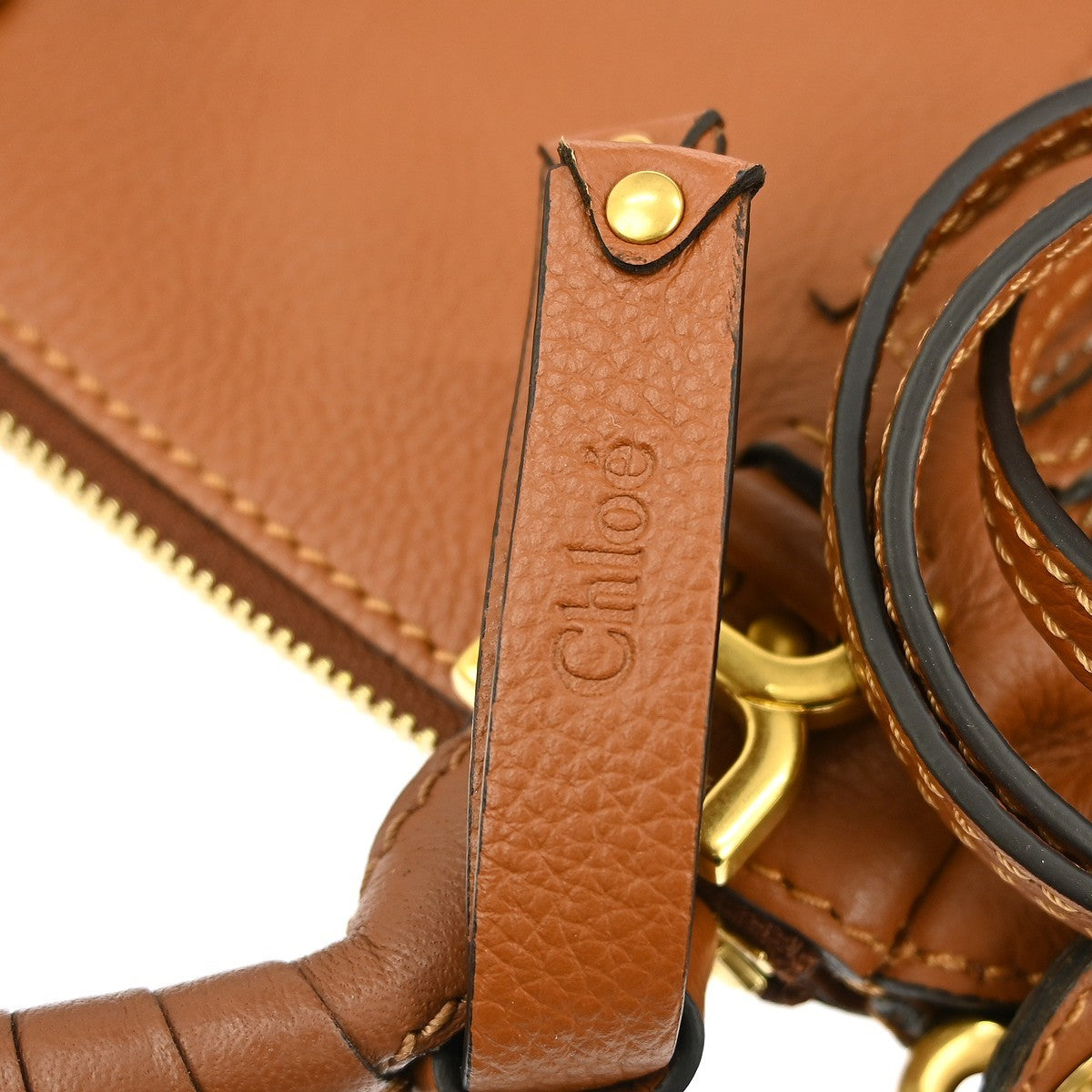 Chloe Marcie Satchel Leather, BROWN, LEATHER, Handbag