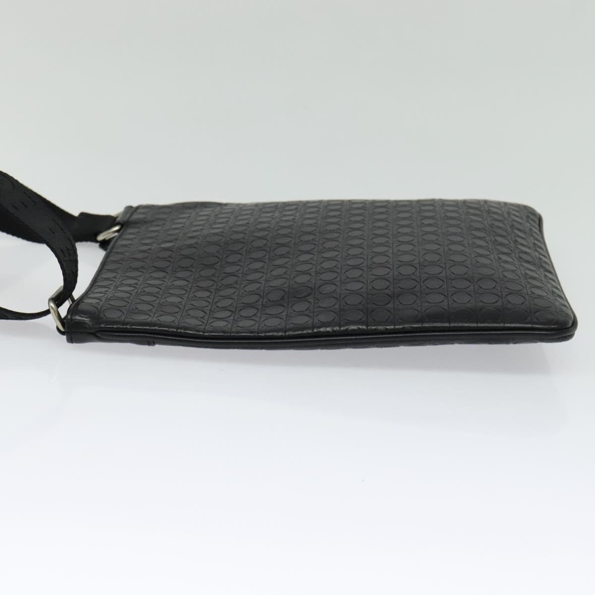 Salvatore Ferragamo Gancini Shoulder Bag Leather, BLACK, LEATHER, Shoulder bag