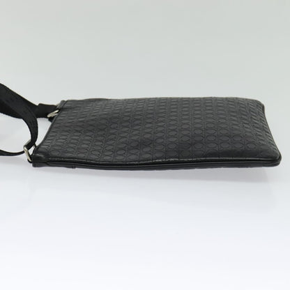 Salvatore Ferragamo Gancini Shoulder Bag Leather, BLACK, LEATHER, Shoulder bag