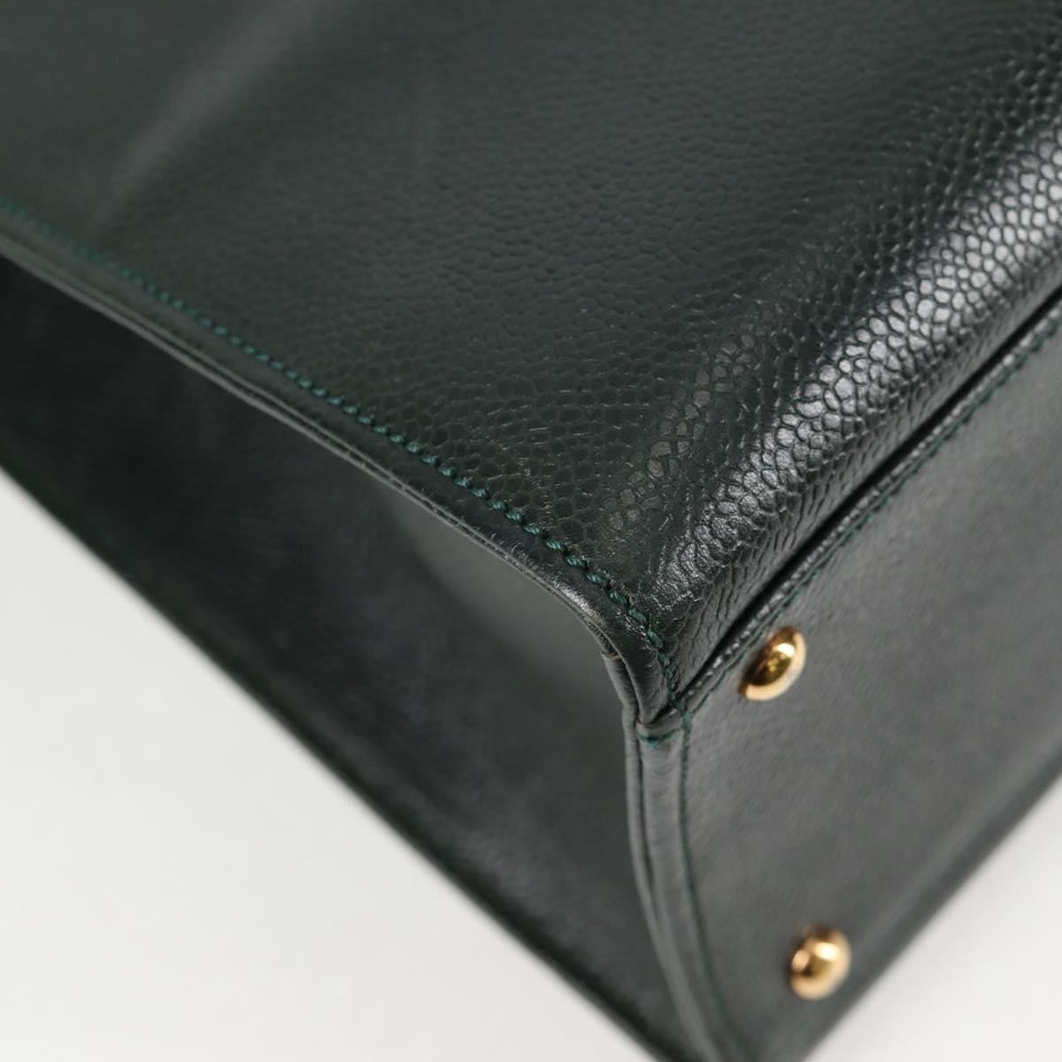 Chanel Vintage CC Lock Pocket Chain Tote Caviar, GREEN, LEATHER, Handbag