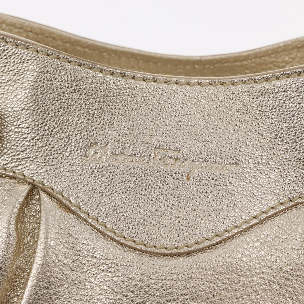 Salvatore Ferragamo Gancini Shoulder Bag Leather, GOLD, LEATHER, Shoulder bag