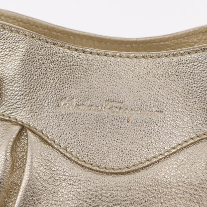 Salvatore Ferragamo Gancini Shoulder Bag Leather, GOLD, LEATHER, Shoulder bag