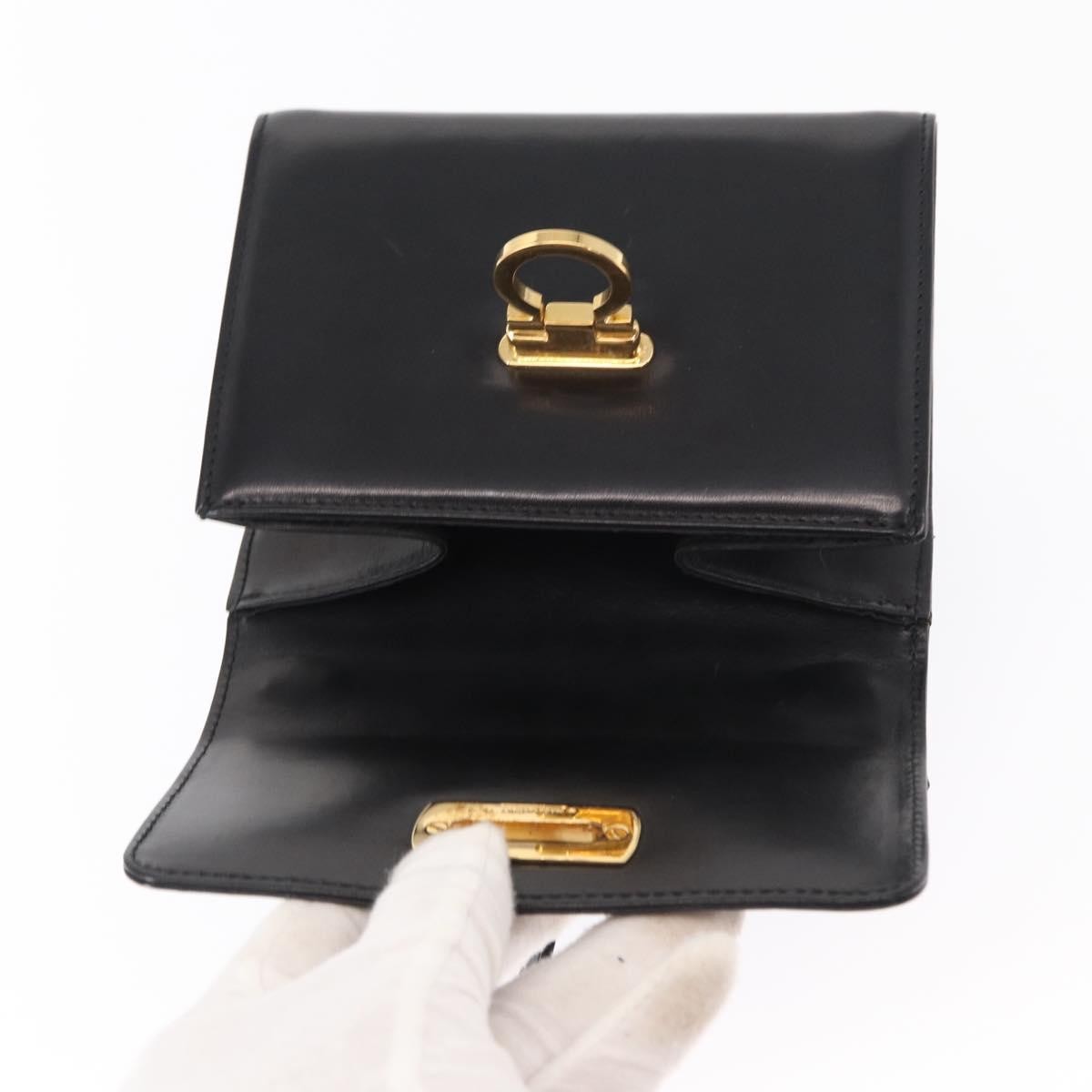 Salvatore Ferragamo Gancini Shoulder Bag Leather, BLACK, LEATHER, Shoulder bag