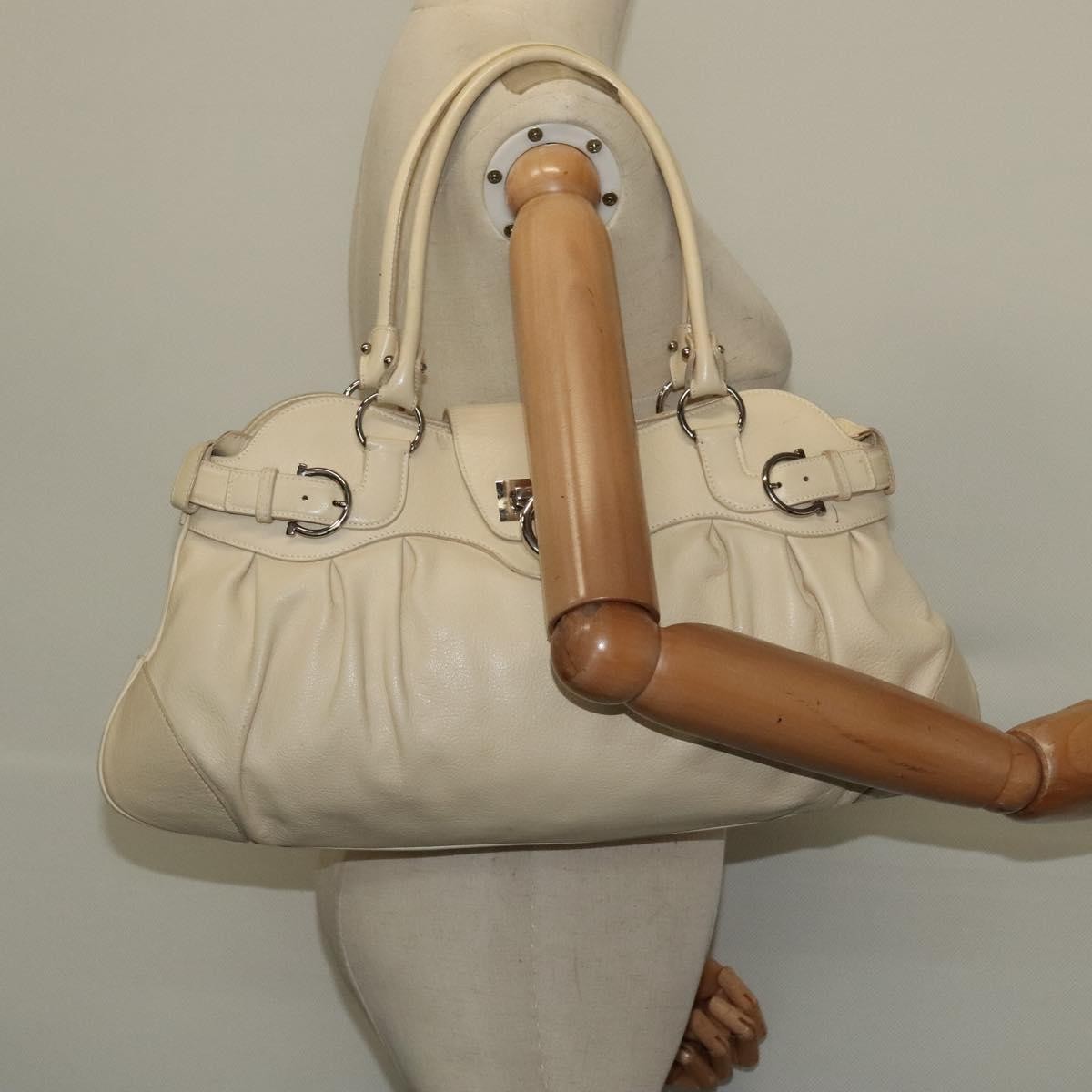 Salvatore Ferragamo Marisa Satchel Leather, BEIGE, LEATHER, Tote bag