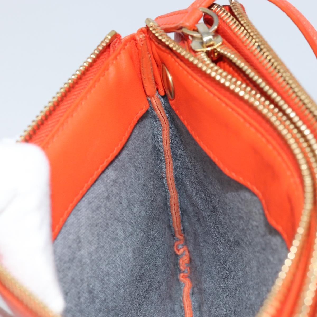 Celine Trio Crossbody Bag Leather, ORANGE, LEATHER, Shoulder bag