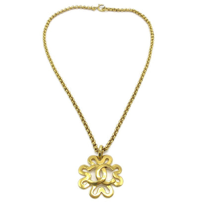Chanel CC Flower Pendant Necklace Metal, GOLD, GOLD_PLATED, Necklace