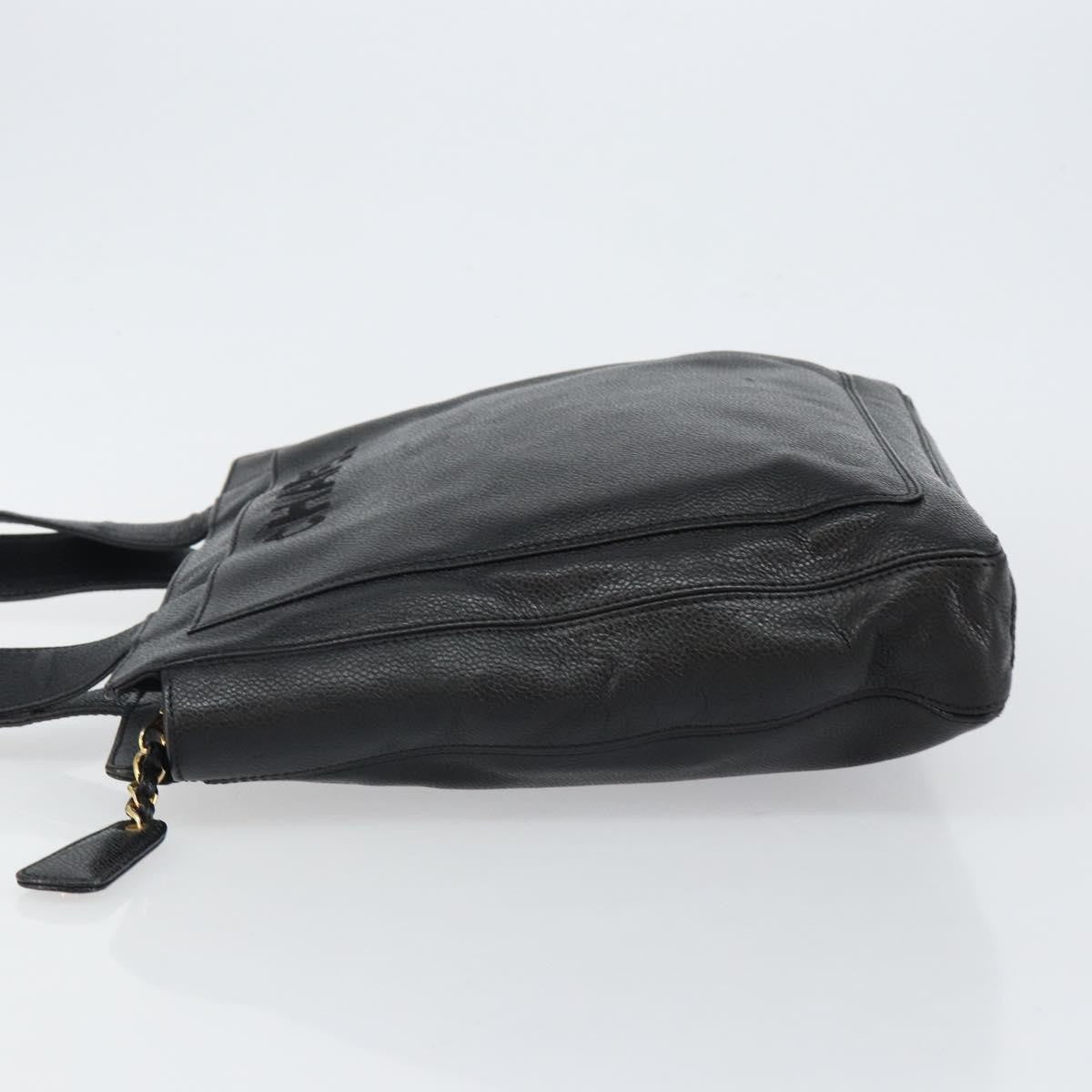 Chanel Vintage Logo Tote Caviar, BLACK, LEATHER, Tote bag