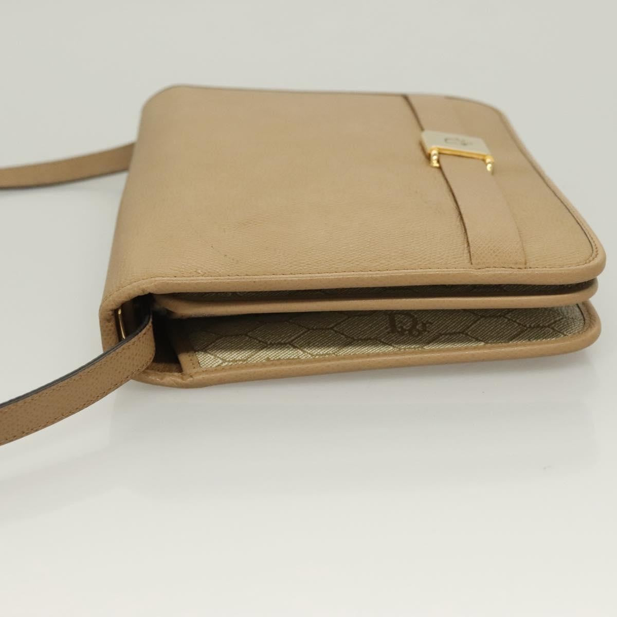 Christian Dior Vintage Honeycomb Shoulder Bag Leather, BEIGE, LEATHER, Shoulder bag