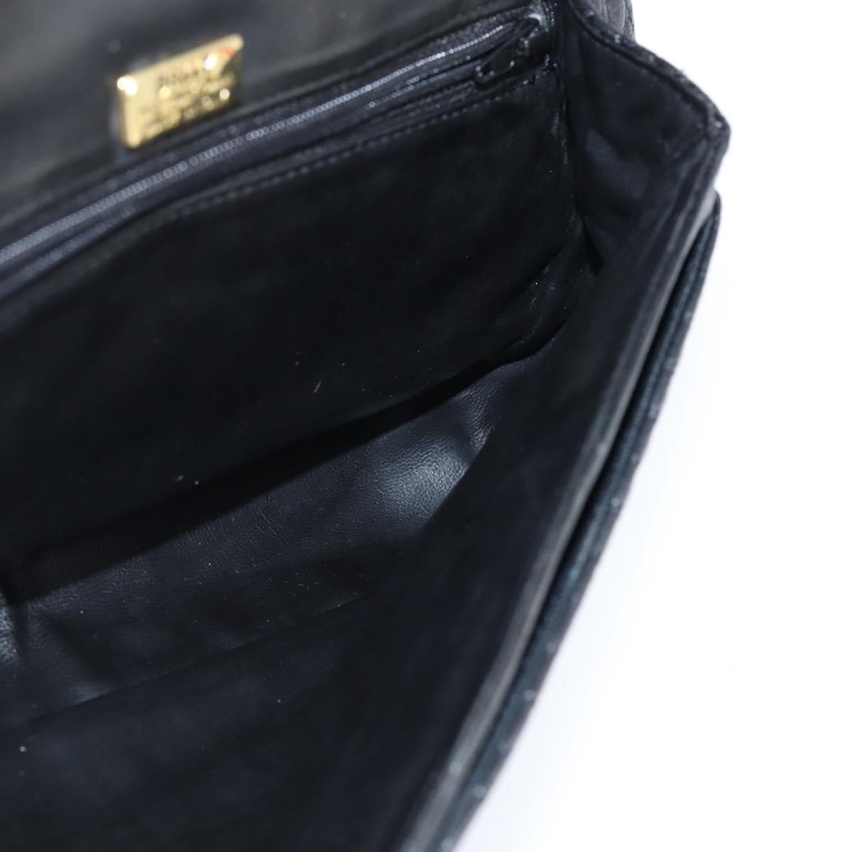 Bally Vintage Chain Shoulder Bag Quilted Leather, BLACK, LEATHER, Shoulder bag