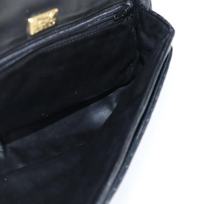 Bally Vintage Chain Shoulder Bag Quilted Leather, BLACK, LEATHER, Shoulder bag