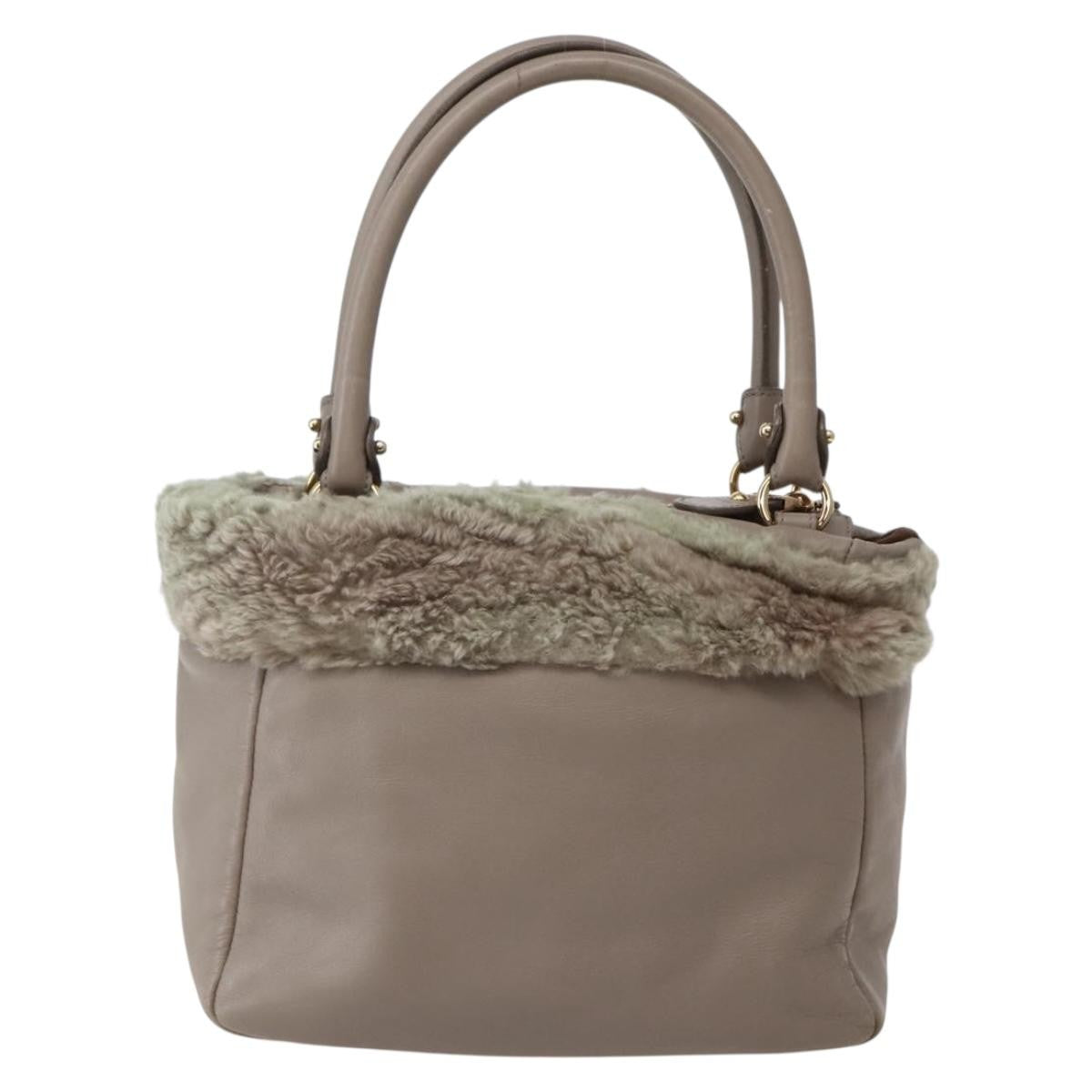 Salvatore Ferragamo Vala Leather, BEIGE, LEATHER, Handbag