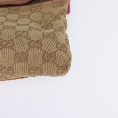 Gucci Vintage Double Belt Bag GG Canvas with Leather, Beige, Canvas, Crossbody Bag