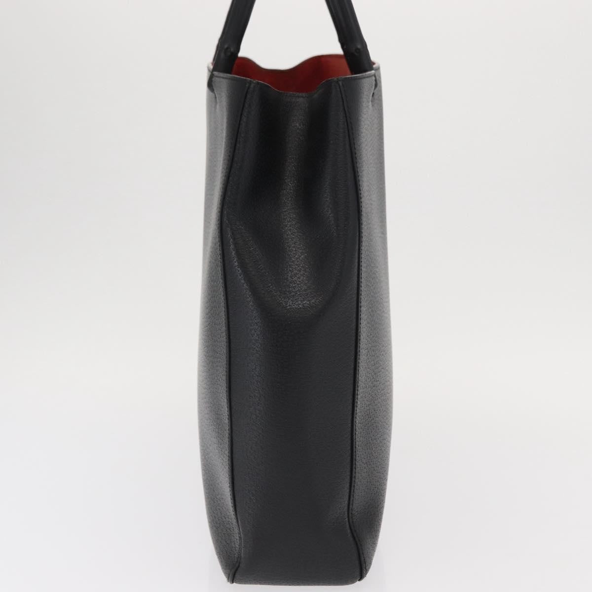Gucci Vintage Bamboo Handle Tote Leather, BLACK, LEATHER, Tote bag