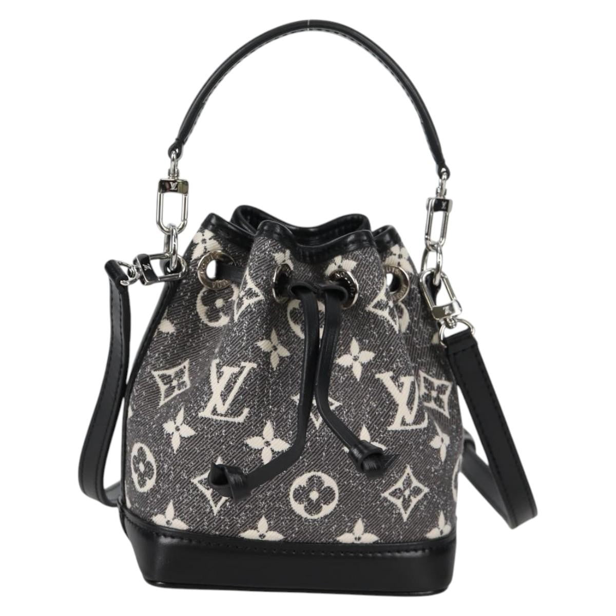 Louis Vuitton Noe NM Handbag Monogram Jacquard Denim, BLACK, CANVAS, Shoulder bag