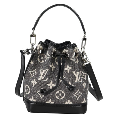 Louis Vuitton Noe NM Handbag Monogram Jacquard Denim, BLACK, CANVAS, Shoulder bag