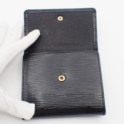 Louis Vuitton Porte Monnaie Billet Carte Crédit Leather, BLACK, LEATHER, Wallets