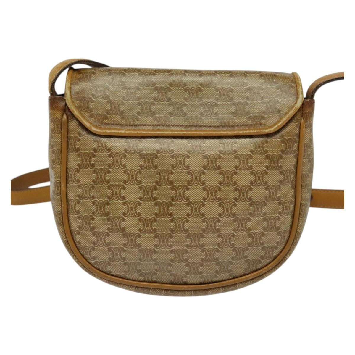 Celine Vintage Macadam Shoulder Bag Canvas, BEIGE, CANVAS, Shoulder bag