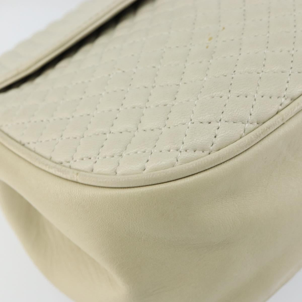 Bally Vintage Handbag Quilted Leather, White, Leather, Handbag