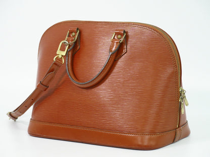 Louis Vuitton Alma Handbag Epi Leather, BROWN, LEATHER, Handbag